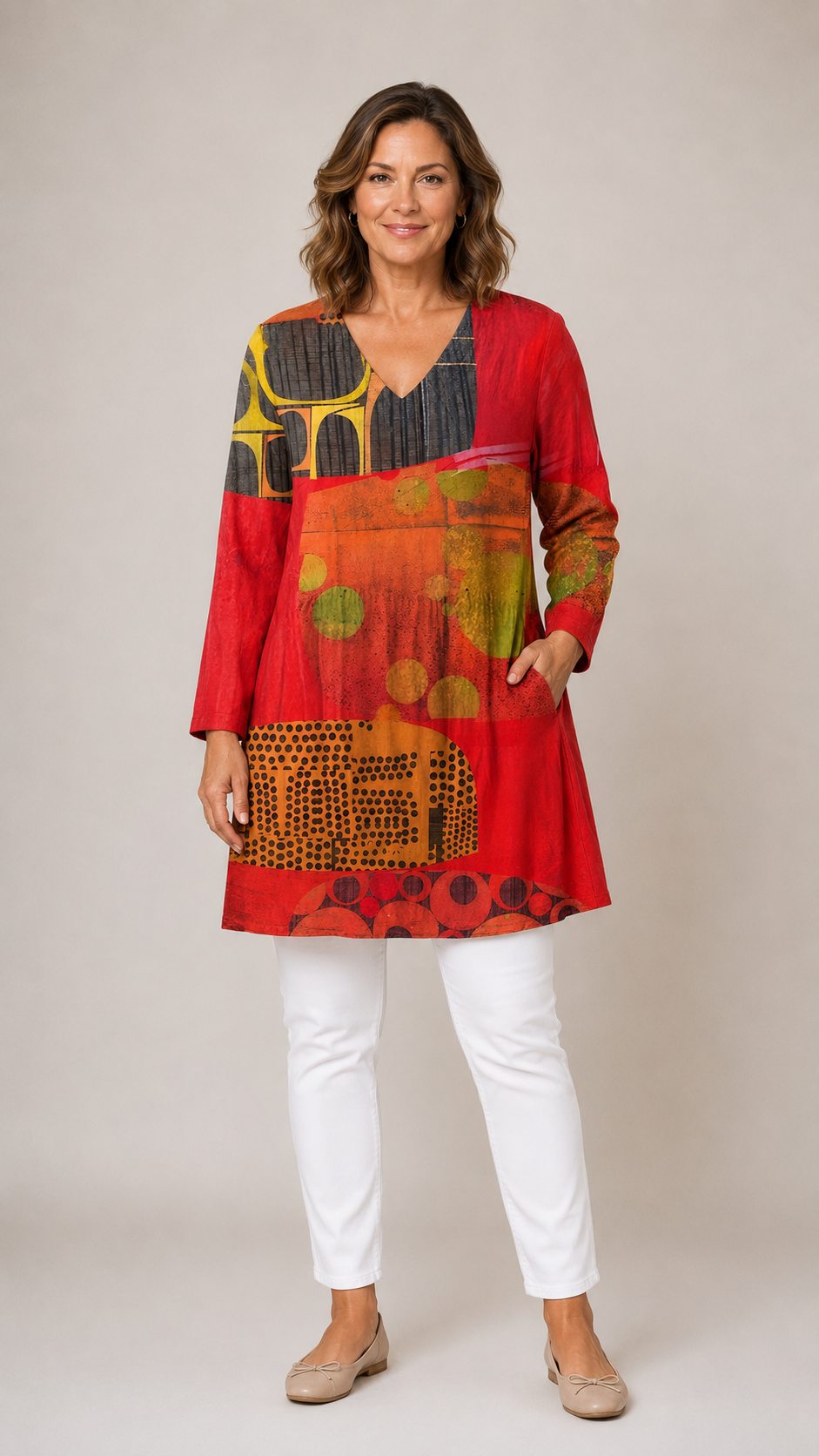 MARIA | Dolga bluza z V-izrezom