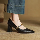 Sapatos de Salto Marleon em Couro