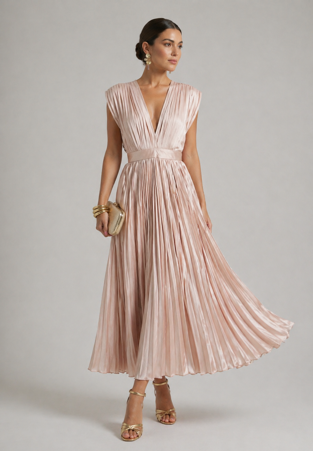 Estela | Vestido Midi Plissado Elegante