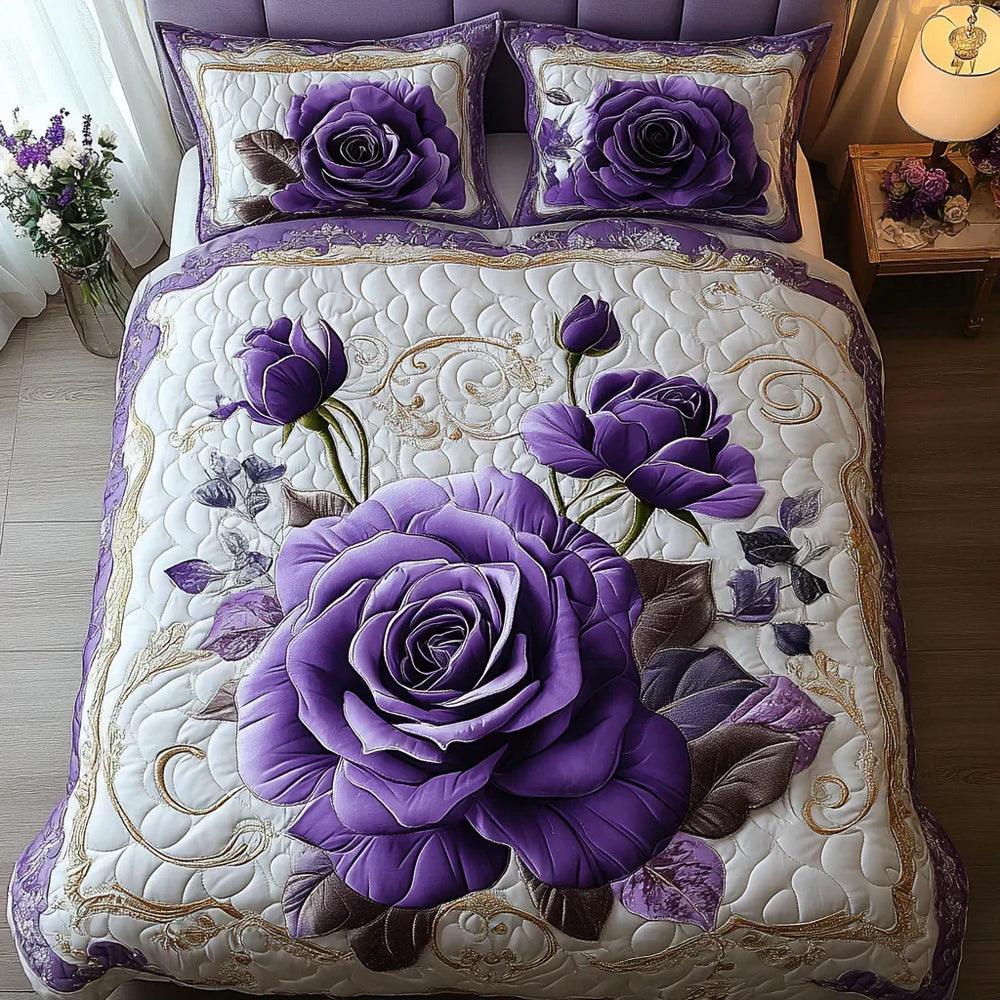 Conjunto de Cama 3 Peças Rosa Roxa