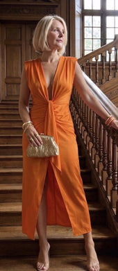 Eugénia | Vestido de Noite Drapeado Elegante