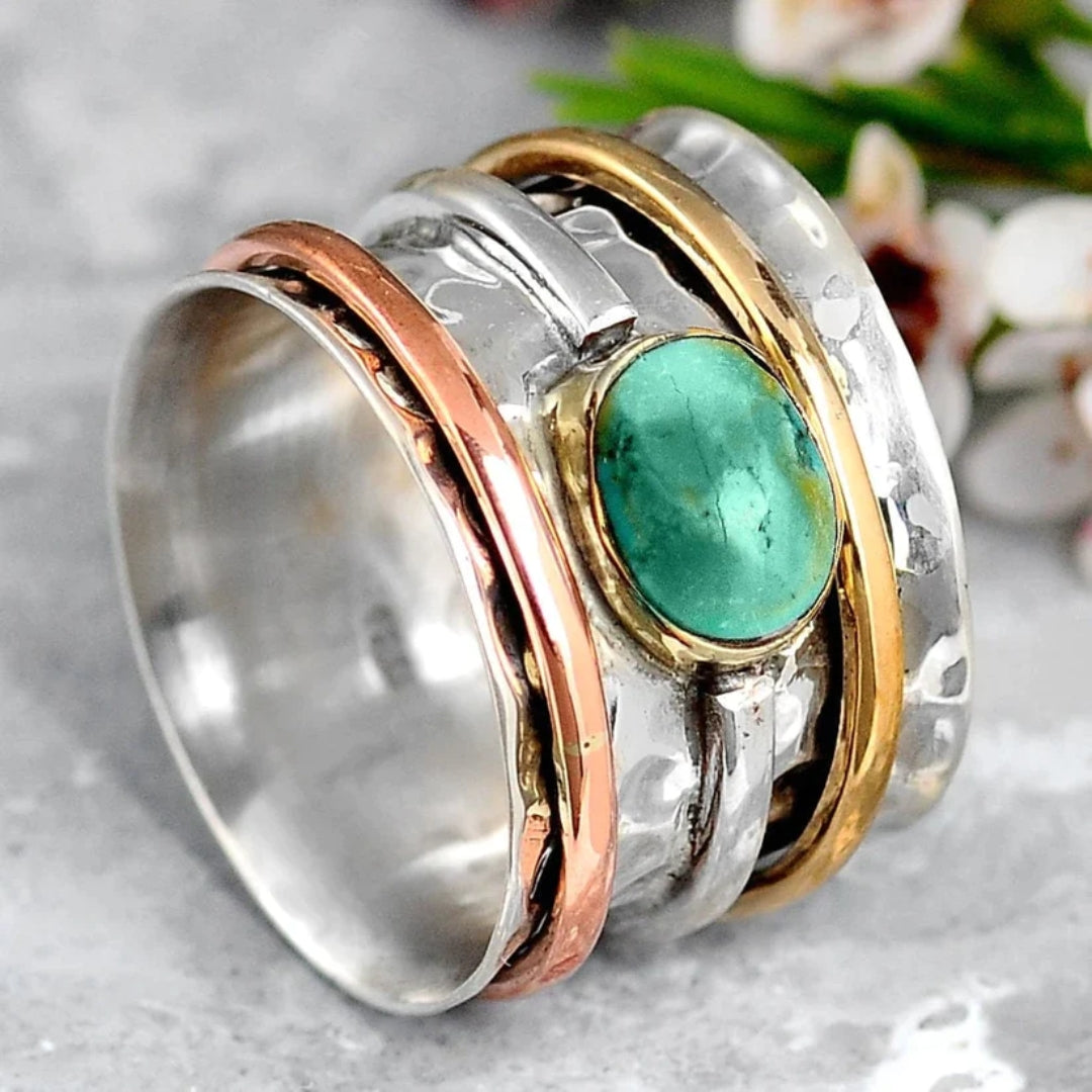Vintage-Türkis-Ohrringe mit Gold und Silber