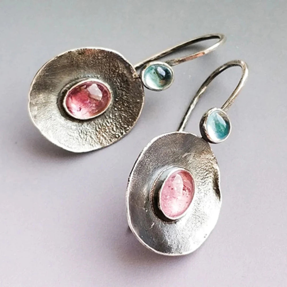 Zweifarbige Vintage-Ohrringe aus Silber