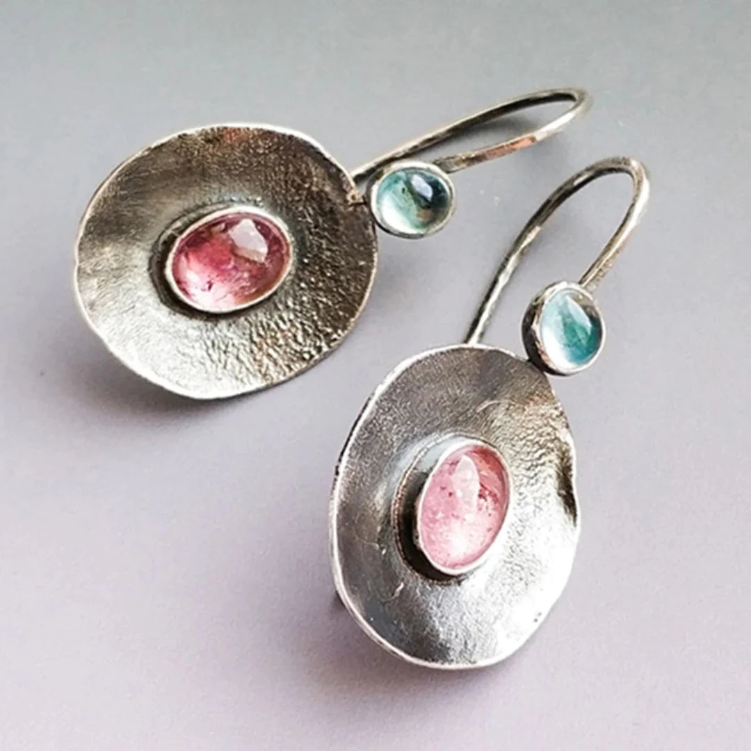 Zweifarbige Vintage-Ohrringe aus Silber