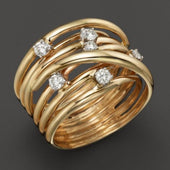 Feiner Vintage-Ring mit Zirkonias in Gold