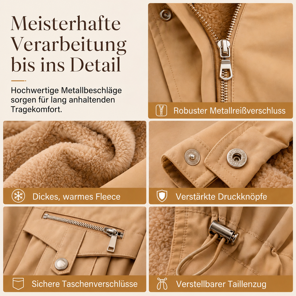 Lena | Parka de Inverno Quente com Capuz de Pelo Sintético