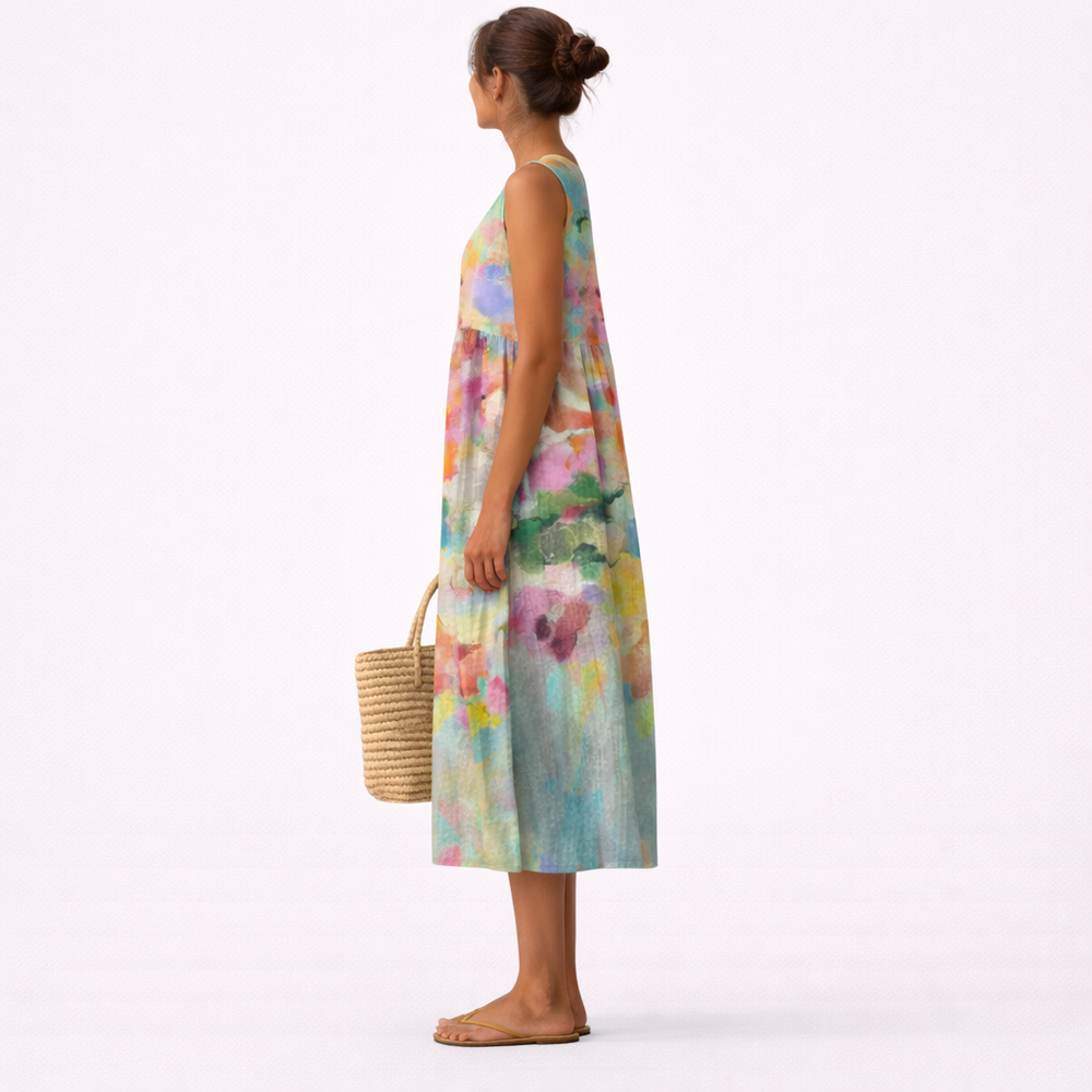Carlota – Elegantna pisana midi obleka