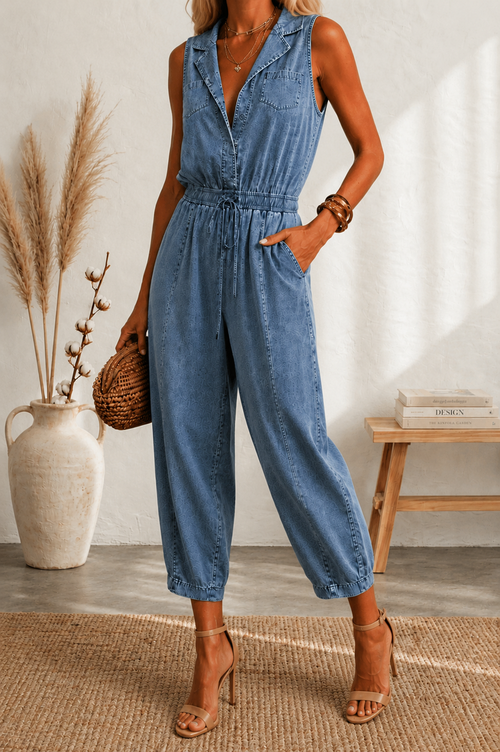 Maria Douro - Macacão de Alças de Denim