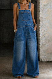 Ana - Macacão de Denim com Cintura Elástica