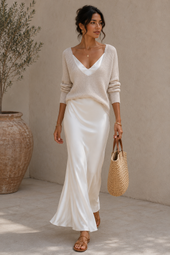 Alma | Vestido Acetinado com Camisola de Malha