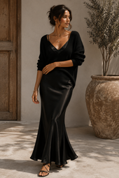 Alma | Vestido Acetinado com Camisola de Malha