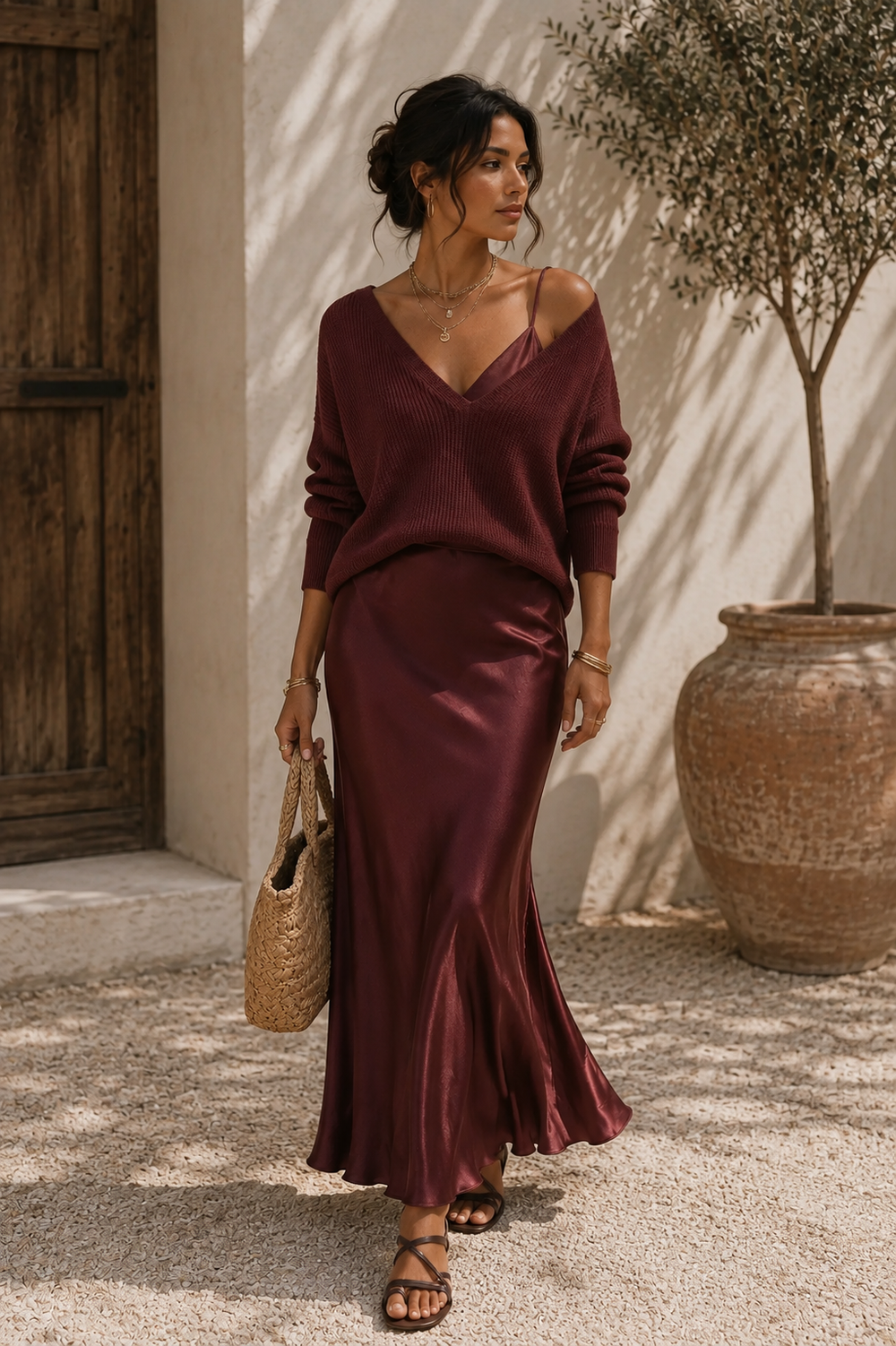 Alma | Vestido Acetinado com Camisola de Malha