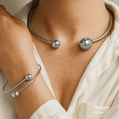 Halskette und Armband Minimalist Glow-Set | Gold