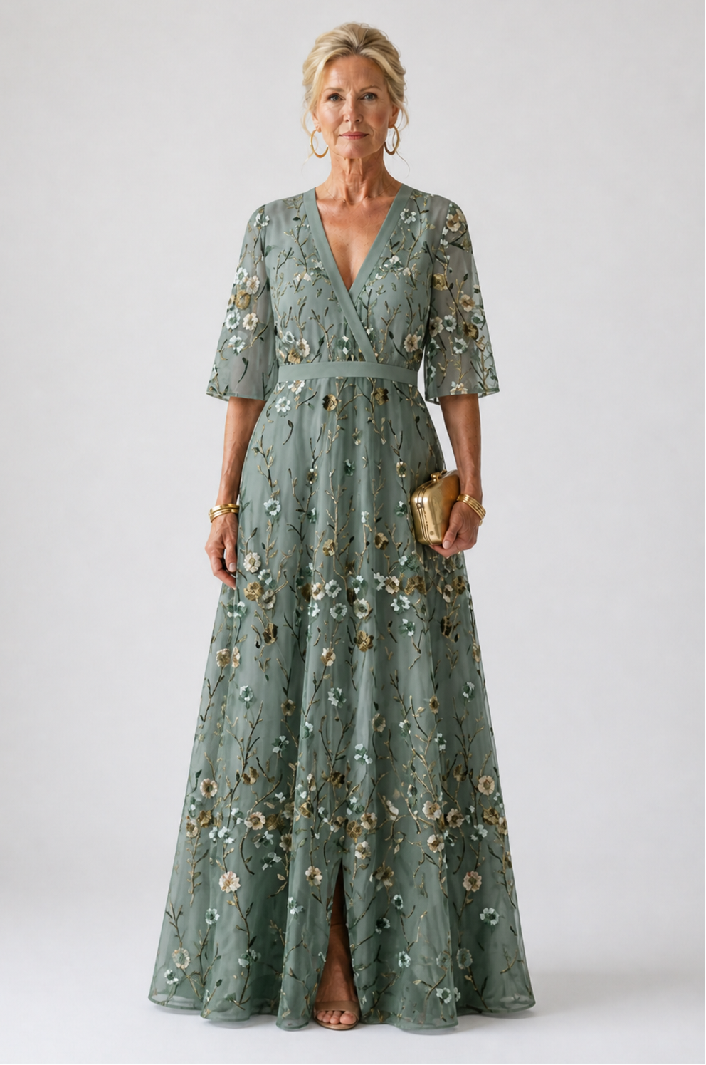 Ema | Vestido Floral Comprido com Decote em V