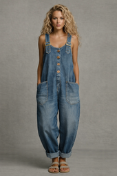Leila - Macacão de Denim Estiloso com Bolsos
