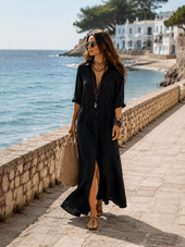 Bárbara | Vestido Camiseiro Comprido com Botões