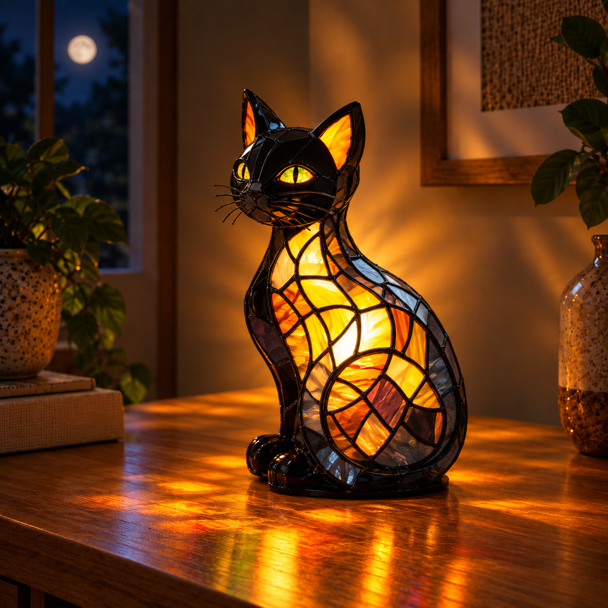 Gato da Meia-Noite | Figura Luminosa Decorativa