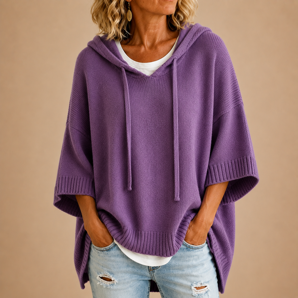 Ottavia | Camisola Poncho de Malha com Capuz