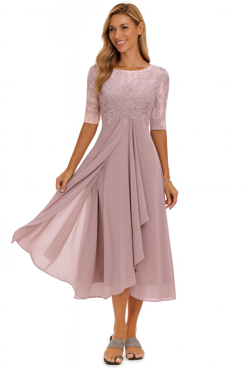 Valentina - Vestido Renda Manga 3/4