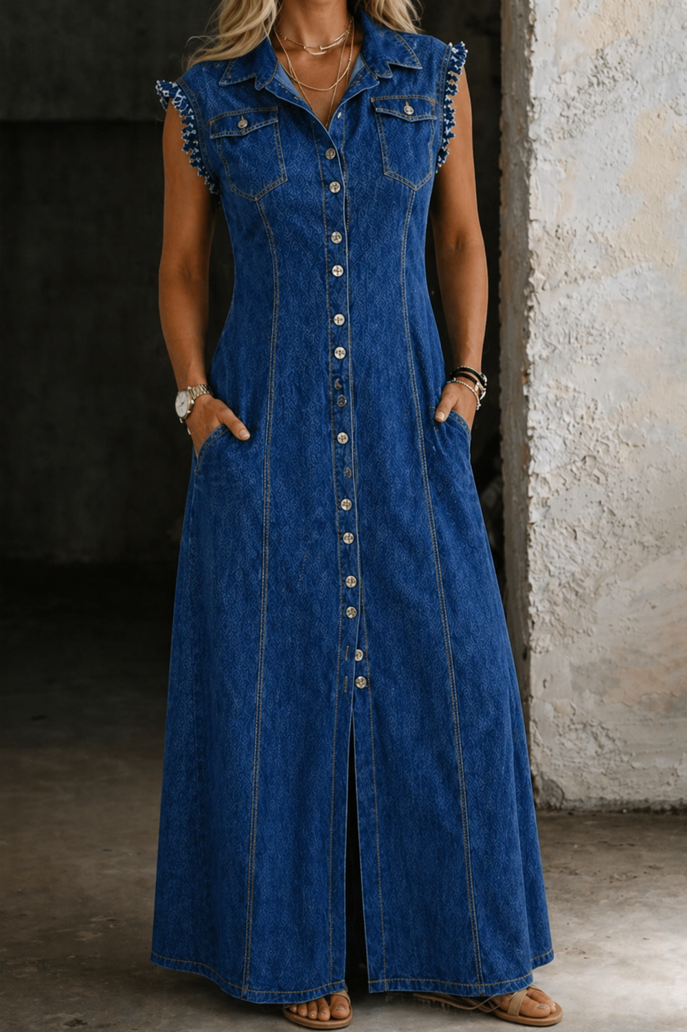 Leonor - Vestido de Ganga Tamanhos Grandes