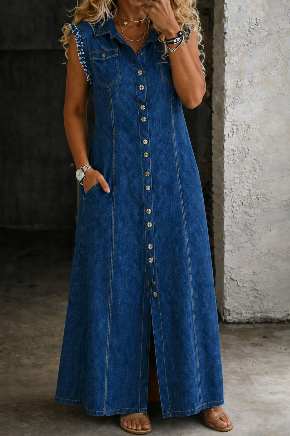 Leonor - Vestido de Ganga Tamanhos Grandes