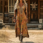 Maria - Vestido Casual de Manga Longa com Inspiração Vintage