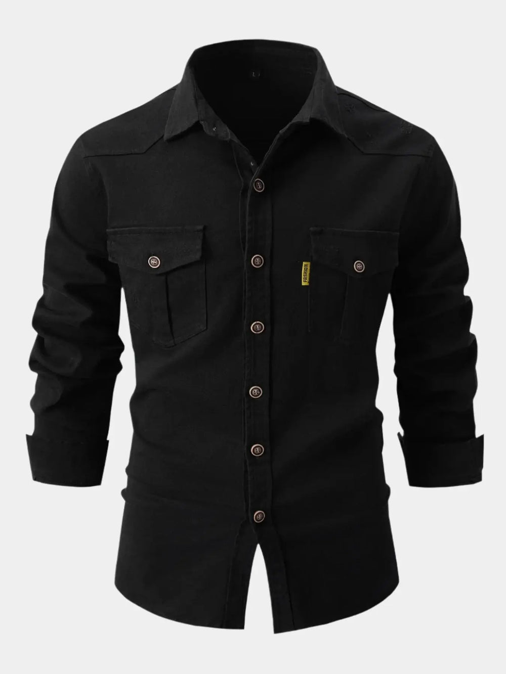 Camisa de Mistura de Denim - Botões