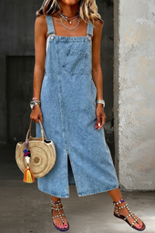 Susana - Vestido de Ganga Casual de Alças