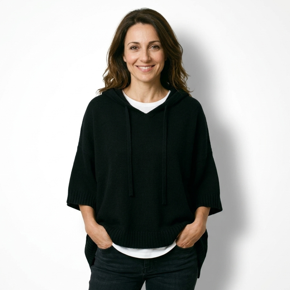 Ottavia | Camisola Poncho de Malha com Capuz