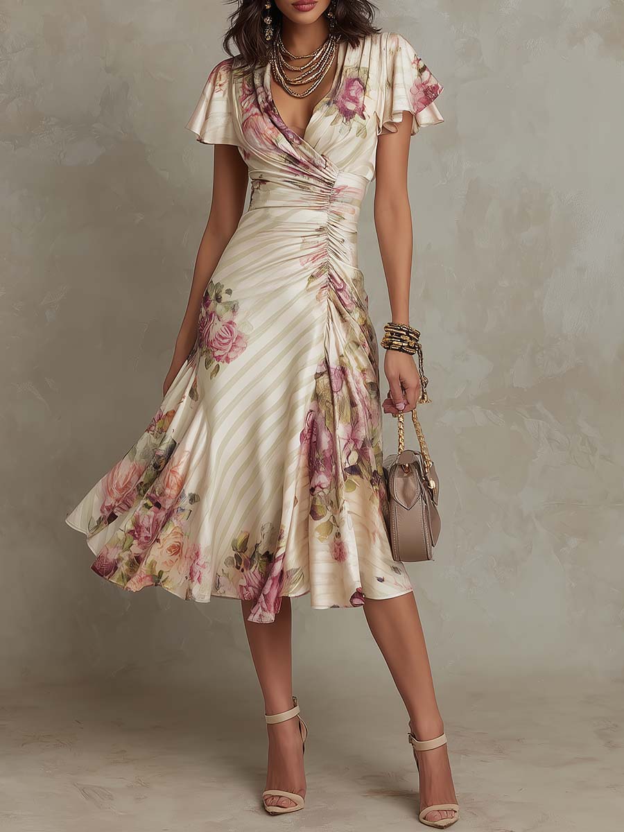 Aida – Elegantna midi satenska obleka