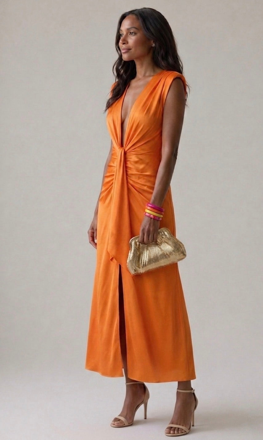 Eugénia | Vestido de Noite Drapeado Elegante