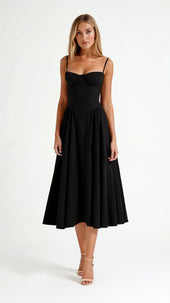 Odete - Vestido midi corpete estruturado