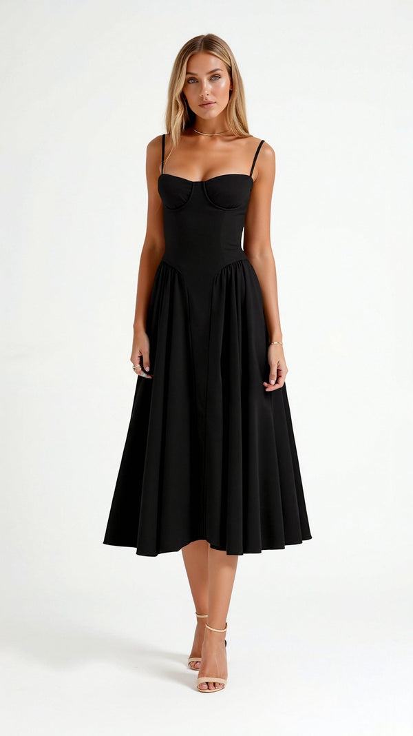 Odete - Vestido midi corpete estruturado