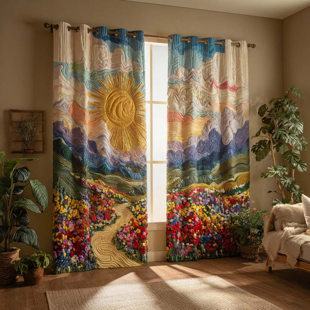 Cortinado Acolchoado Caminho Floral