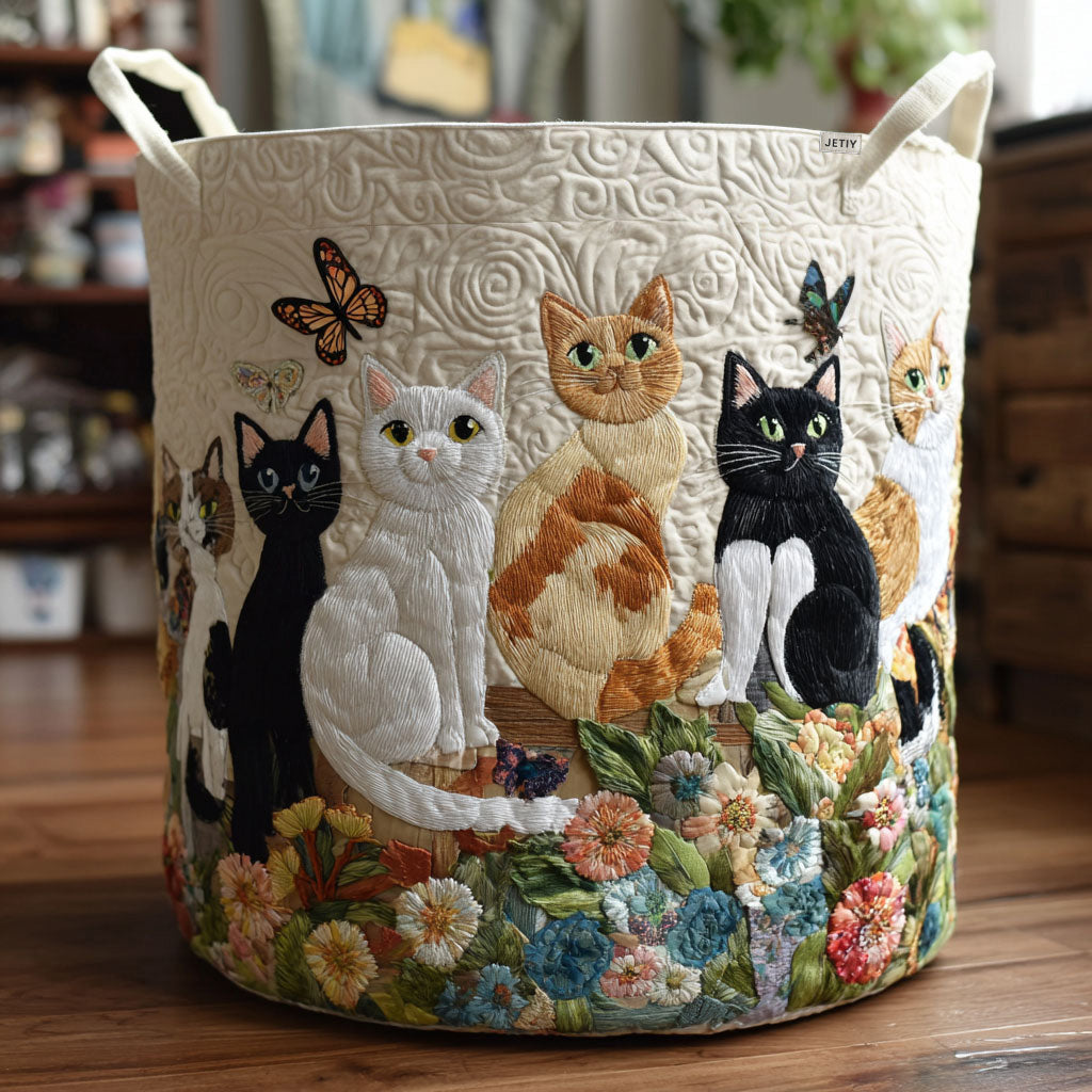 Gatos no Jardim | Cesto de Roupa Feito à Mão