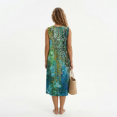 Vitória - Vestido Midi Estampado sem Mangas – Frescura e Estilo