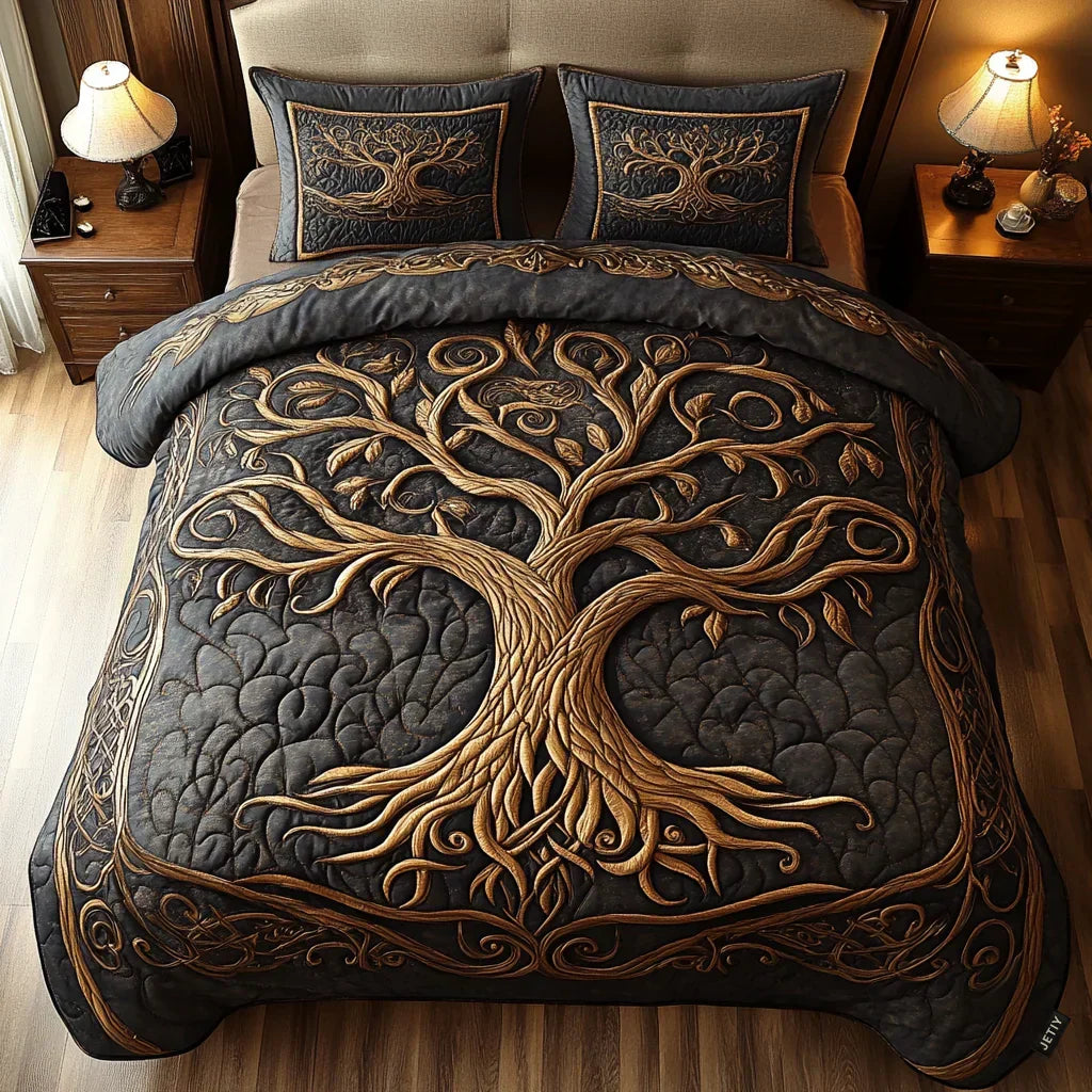 Conjunto de Cama 3 Peças Harmonia Dourada