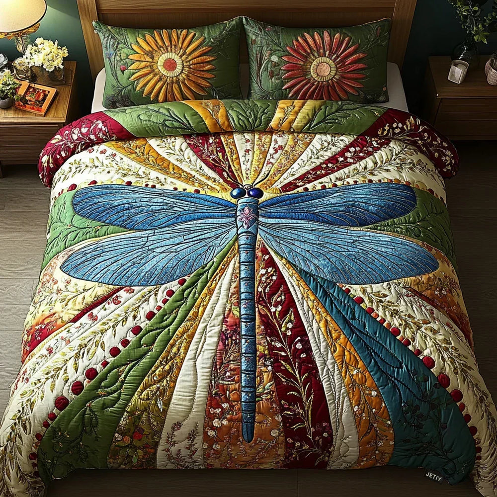 Conjunto de Cama 3 Peças Libélula Dourada