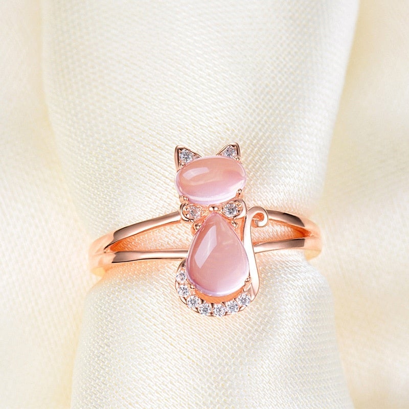 Samanta | Anel Gatinho Ouro Rosa