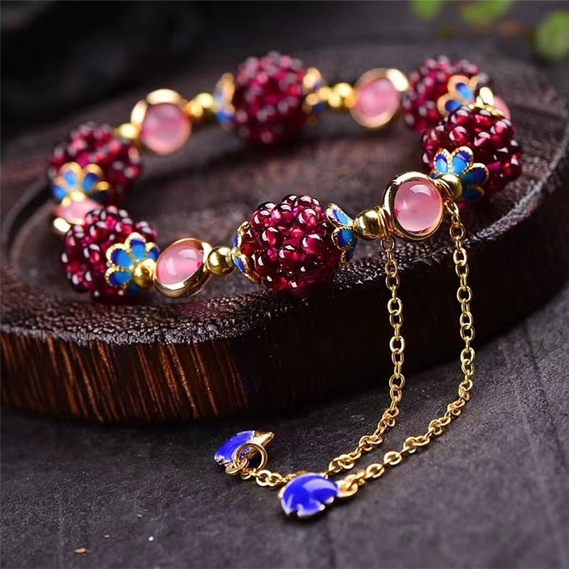 Naturstein-Granat-Armband