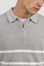 Constantino - Sweater Meio Zíper Listrado