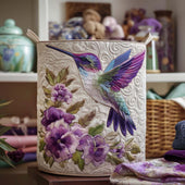 Colibri e Flores | Cesto de Roupa Feito à Mão