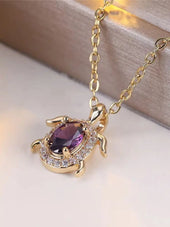 Lívia | Colar Tartaruga de Cristal Roxo