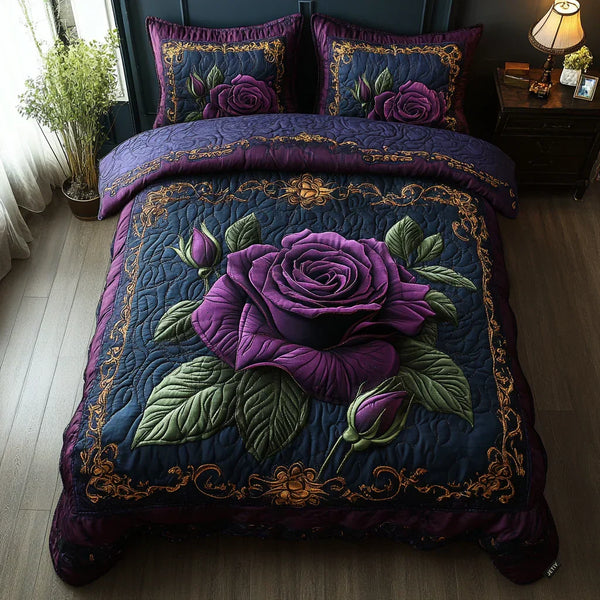 Conjunto de Cama 3 Peças Rosa Roxa
