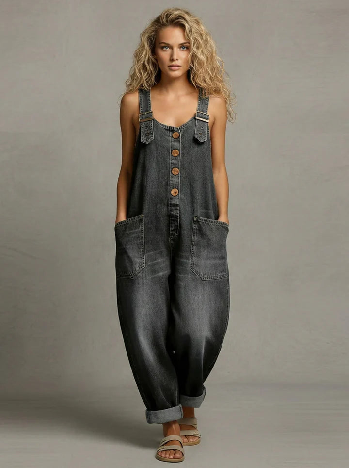 Leila - Macacão de Denim Estiloso com Bolsos