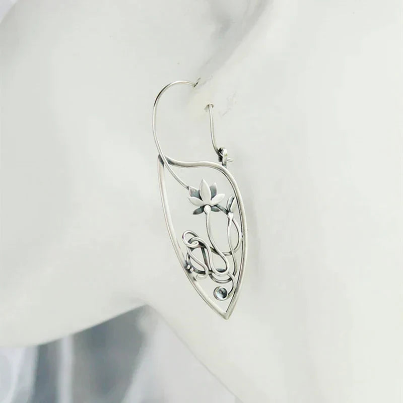 Lotusblumen-Ohrringe aus Sterlingsilber