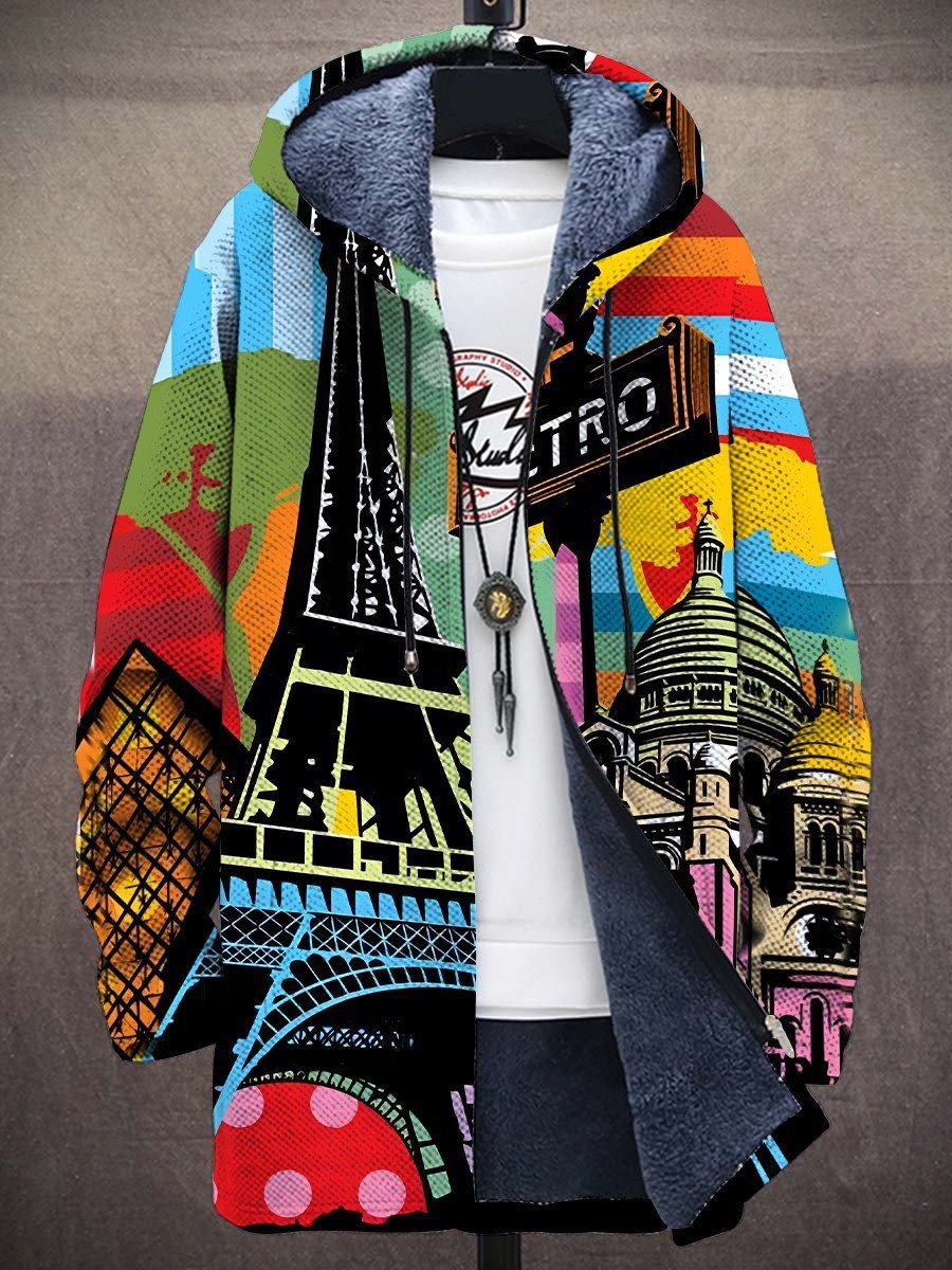 Elisa | Casaco Preto Multicolor com Capuz e Fecho