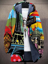 Elisa | Casaco Preto Multicolor com Capuz e Fecho