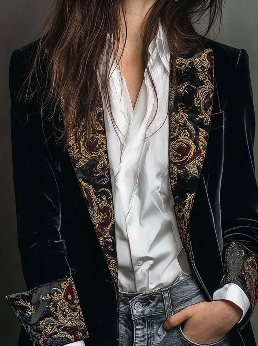 Marta | Blazer Cintado com Padrão Barroco