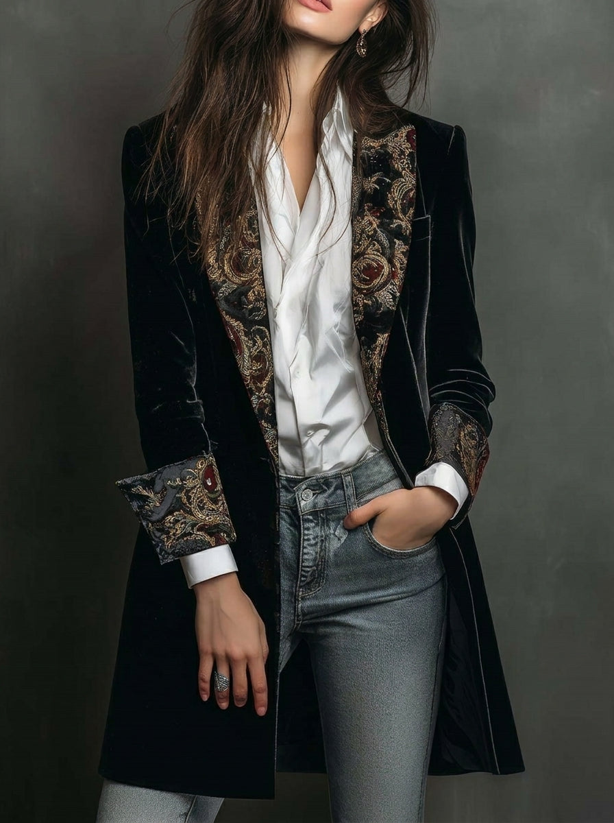 Marta | Blazer Cintado com Padrão Barroco